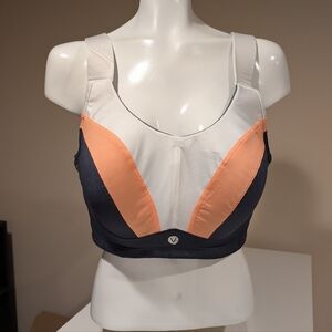 White, Orange, Grey Sports Bra